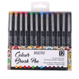 Brustro Colour Brush Pens Set of 12, Pigment-Based Brush Tips for Drawing and Calligraphy - Retail Maharaj