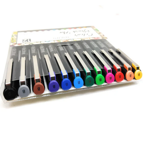 Brustro Colour Brush Pens Set of 12, Pigment-Based Brush Tips for Drawing and Calligraphy - Retail Maharaj
