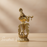 Lord Krishna Metal Statue – Decorative Showpiece for Home Temple & Pooja by Sanskriti Vibes | Glossy Finish - Retail Maharaj
