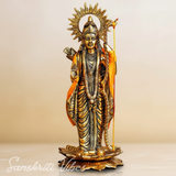 White Metal Lord Ayodhya Ram Idol Statue on Lotus Showpiece | Ram Ji Ki Murti (33 cm, Gold) - Retail Maharaj