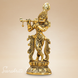 Lord Krishna Metal Statue – Decorative Showpiece for Home Temple & Pooja by Sanskriti Vibes | Glossy Finish - Retail Maharaj