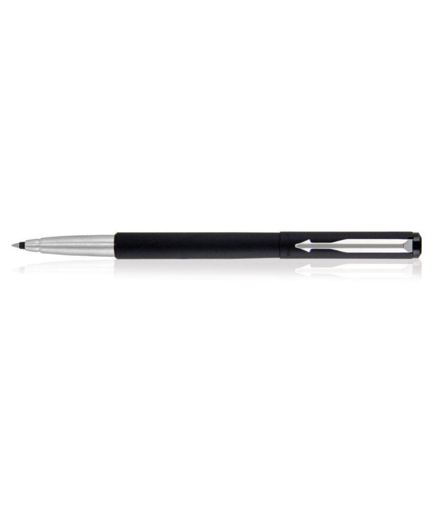 Parker Vector Matte Black Chrome Trim | Roller Ball Pen | Ink Color : Blue