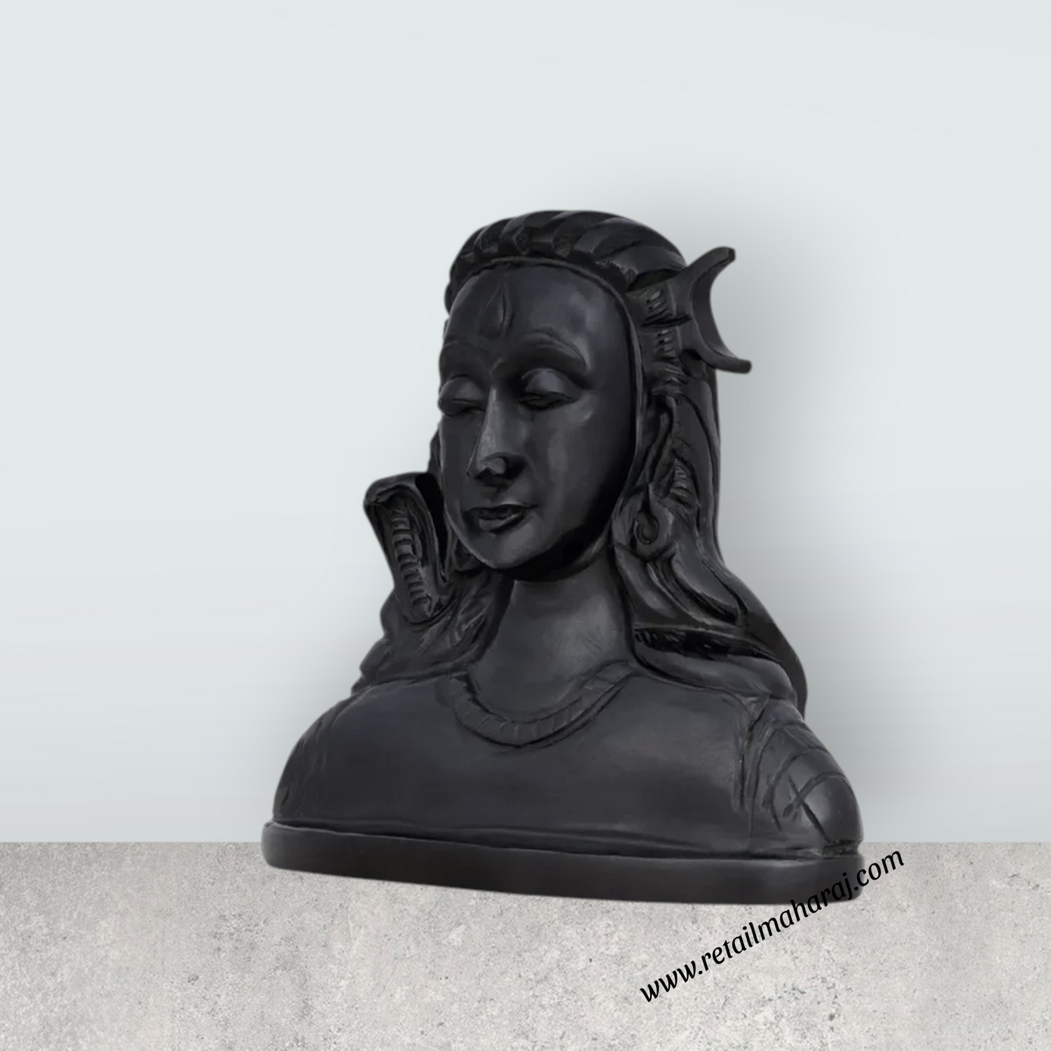 Black Shivan Murti - 4.5 x 5 Inches | Adiyogi / Shivalingam / Mahadev Statue / Decor for Home & Pooja - Retail Maharaj