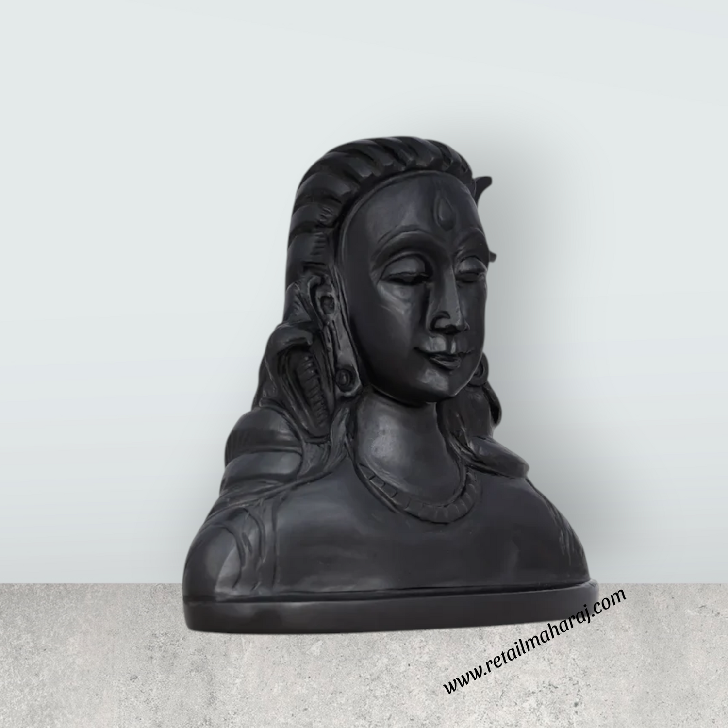 Black Shivan Murti - 4.5 x 5 Inches | Adiyogi / Shivalingam / Mahadev Statue / Decor for Home & Pooja - Retail Maharaj