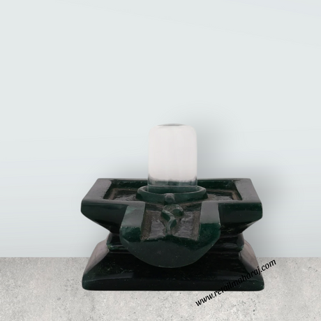 Banalingam - 3.5 x 5.5 Inches | Sphatik Banalinga With Zade Yoni / Shivling / Spatik Banalingam for Pooja - Retail Maharaj