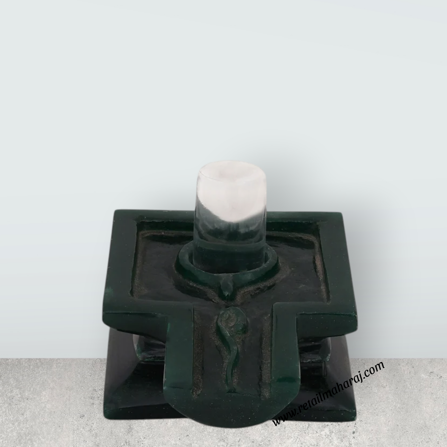 Banalingam - 3.5 x 5.5 Inches | Sphatik Banalinga With Zade Yoni / Shivling / Spatik Banalingam for Pooja - Retail Maharaj