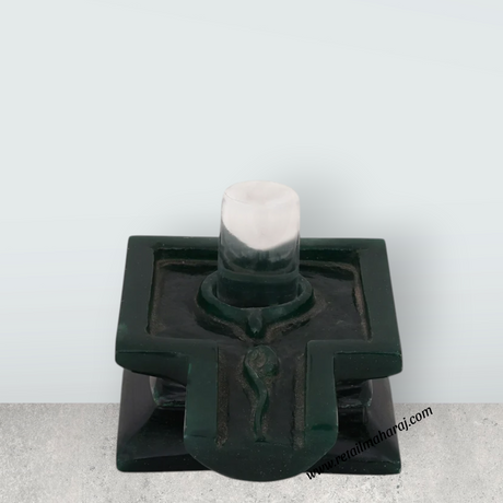 Banalingam - 3.5 x 5.5 Inches | Sphatik Banalinga With Zade Yoni / Shivling / Spatik Banalingam for Pooja - Retail Maharaj