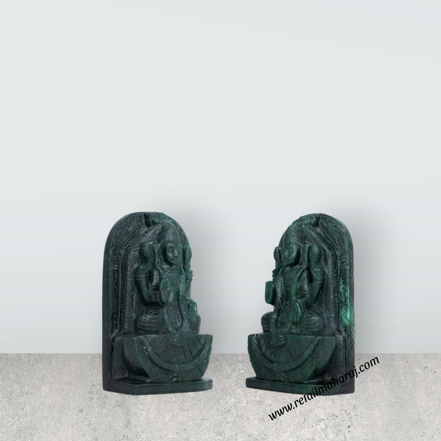 Thirupathi Balaji Padmavati Thayar Set - 7 x 4 Inches | Jade Semi Precious Idol / Tirupati Balaji Idol for Pooja - Retail Maharaj