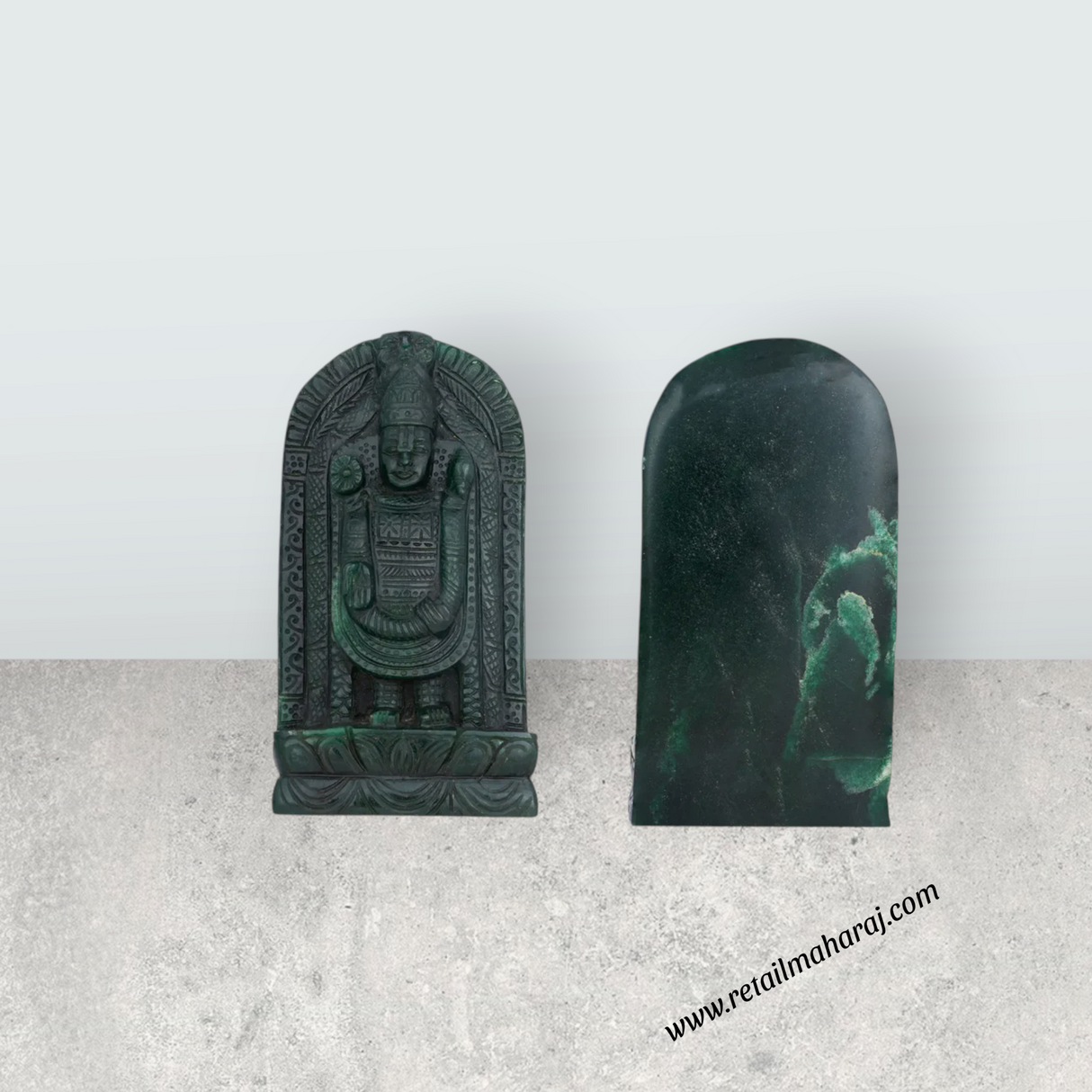 Thirupathi Balaji Padmavati Thayar Set - 7 x 4 Inches | Jade Semi Precious Idol / Tirupati Balaji Idol for Pooja - Retail Maharaj