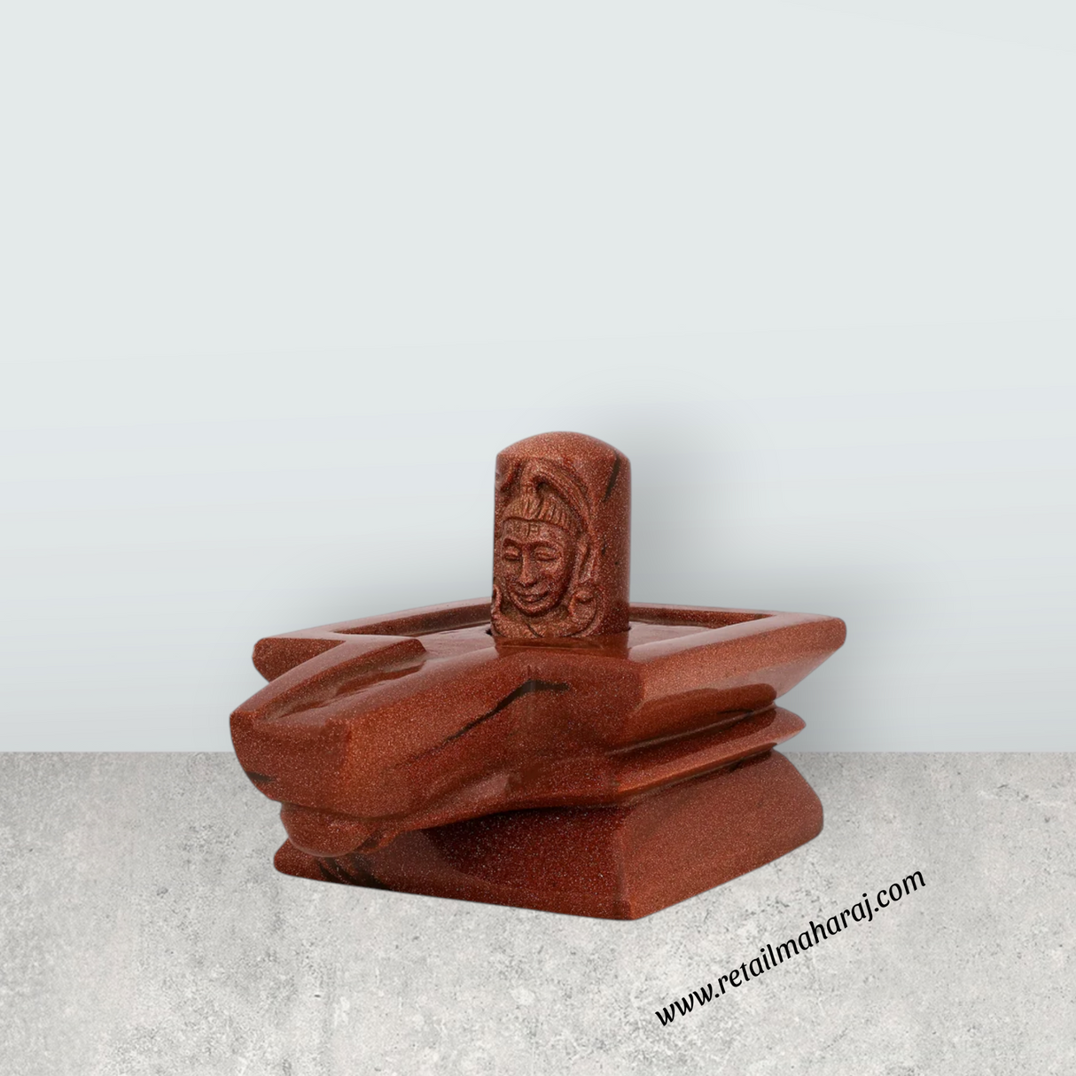 Shivling Murti - 4 x 5.5 Inches | Red Sunstone Idol / Shiv Ling Murti / Shiva Lingam Statue for Pooja - Retail Maharaj
