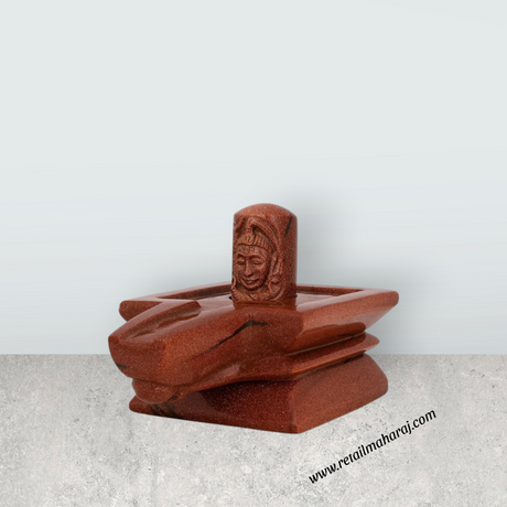 Shivling Murti - 4 x 5.5 Inches | Red Sunstone Idol / Shiv Ling Murti / Shiva Lingam Statue for Pooja - Retail Maharaj