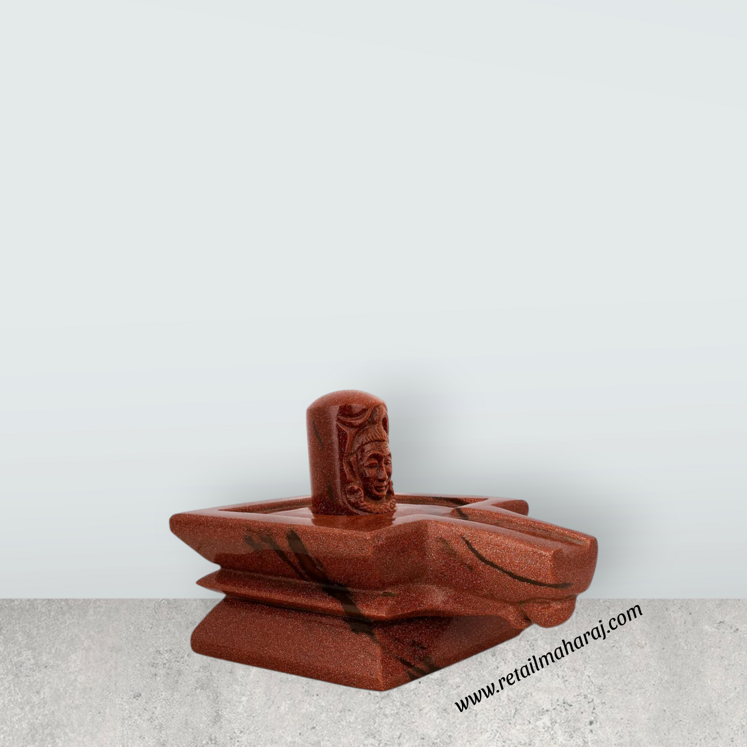 Shivling Murti - 4 x 5.5 Inches | Red Sunstone Idol / Shiv Ling Murti / Shiva Lingam Statue for Pooja - Retail Maharaj