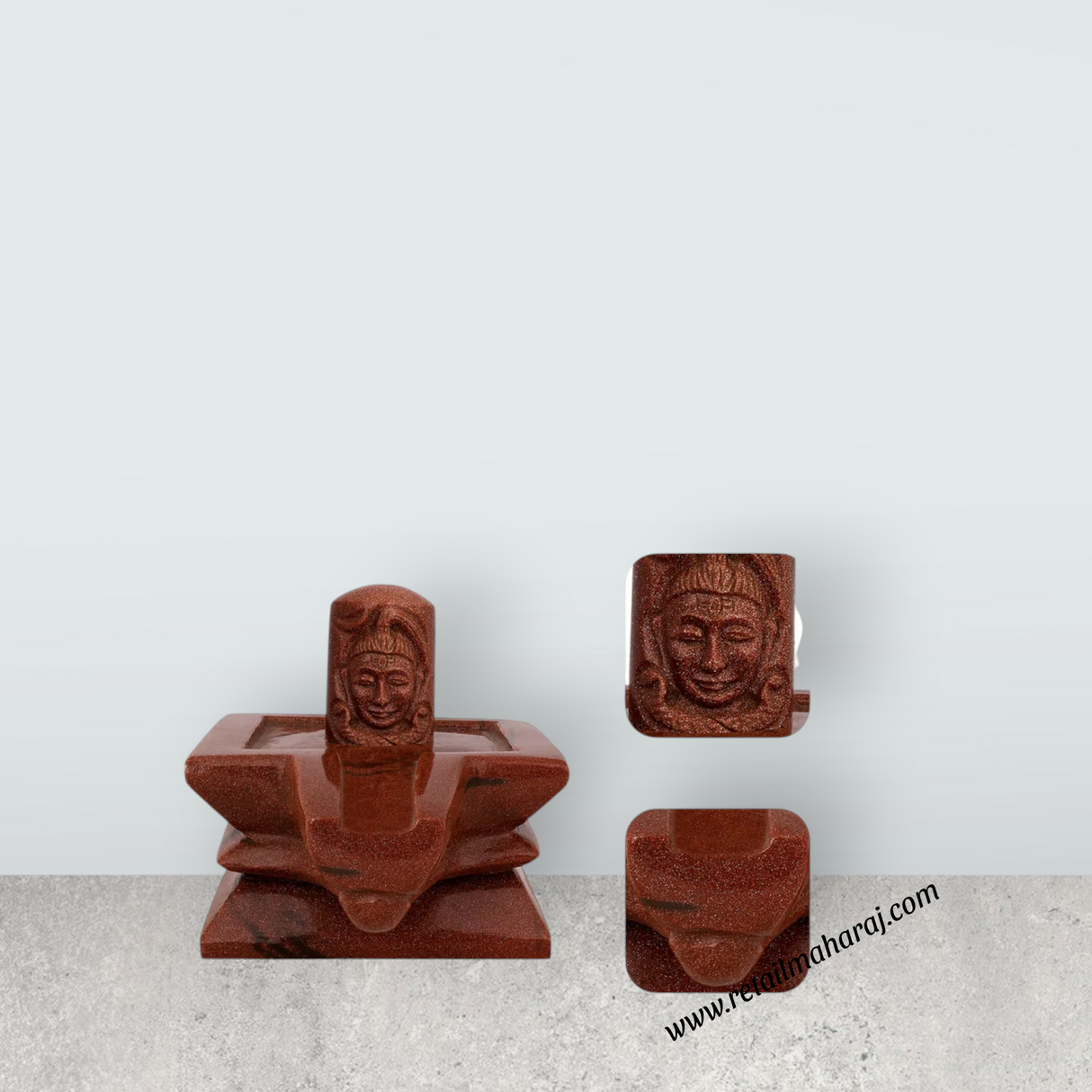 Shivling Murti - 4 x 5.5 Inches | Red Sunstone Idol / Shiv Ling Murti / Shiva Lingam Statue for Pooja - Retail Maharaj