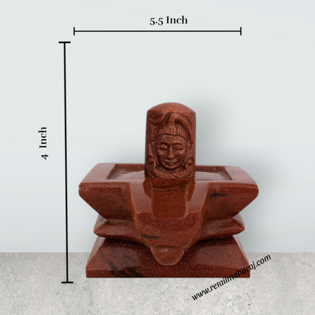 Shivling Murti - 4 x 5.5 Inches | Red Sunstone Idol / Shiv Ling Murti / Shiva Lingam Statue for Pooja - Retail Maharaj