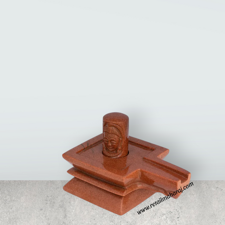 Shivling Murti - 4.5 x 4 Inches | Red Sunstone Idol / Shiv Ling Murti / Shiva Lingam Statue for Pooja - Retail Maharaj