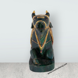 Nandi Murti - 8.5 x 10 Inches | Jade Green Idol / Nandi Statue / Nandi Bhagavan / NandiDeva / Decor for Pooja - Retail Maharaj