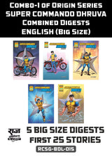 Raj Comics | Combo-1 of Super Commando Dhruva Origin Series in English (Big Size) Combined Digests | Super Commando Dhruva Digest 1-5 | Graphic Novel | English | Paperback - Retail Maharaj