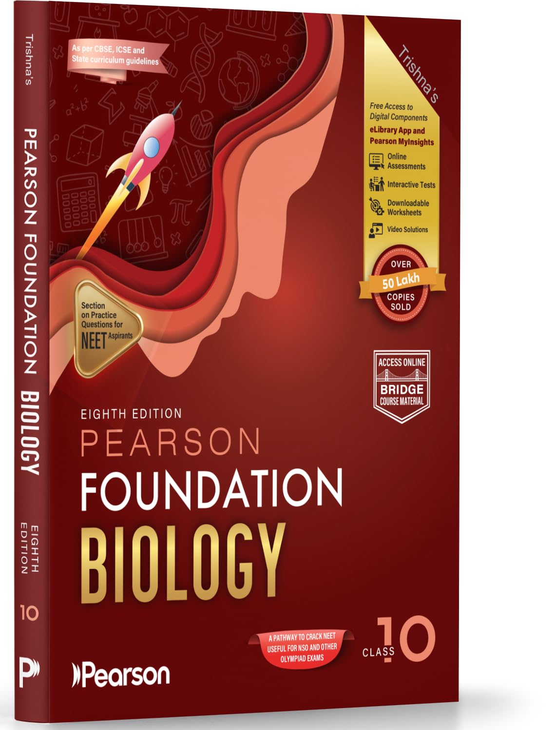 Pearson'26 Foundation Biology Class 10|For NEET, NTSE & Olympiad Exams |NEET Practice Questions|Free 12 Online Assessments, 49 Video Solutions & 12 Tests via Pearson MyInsights & elibrary|8th edition - Retail Maharaj