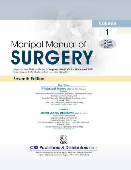 Manipal Manual Of Surgery 7Ed 2 Vol Set (Pb 2025) (Cbme Edition) - Retail Maharaj