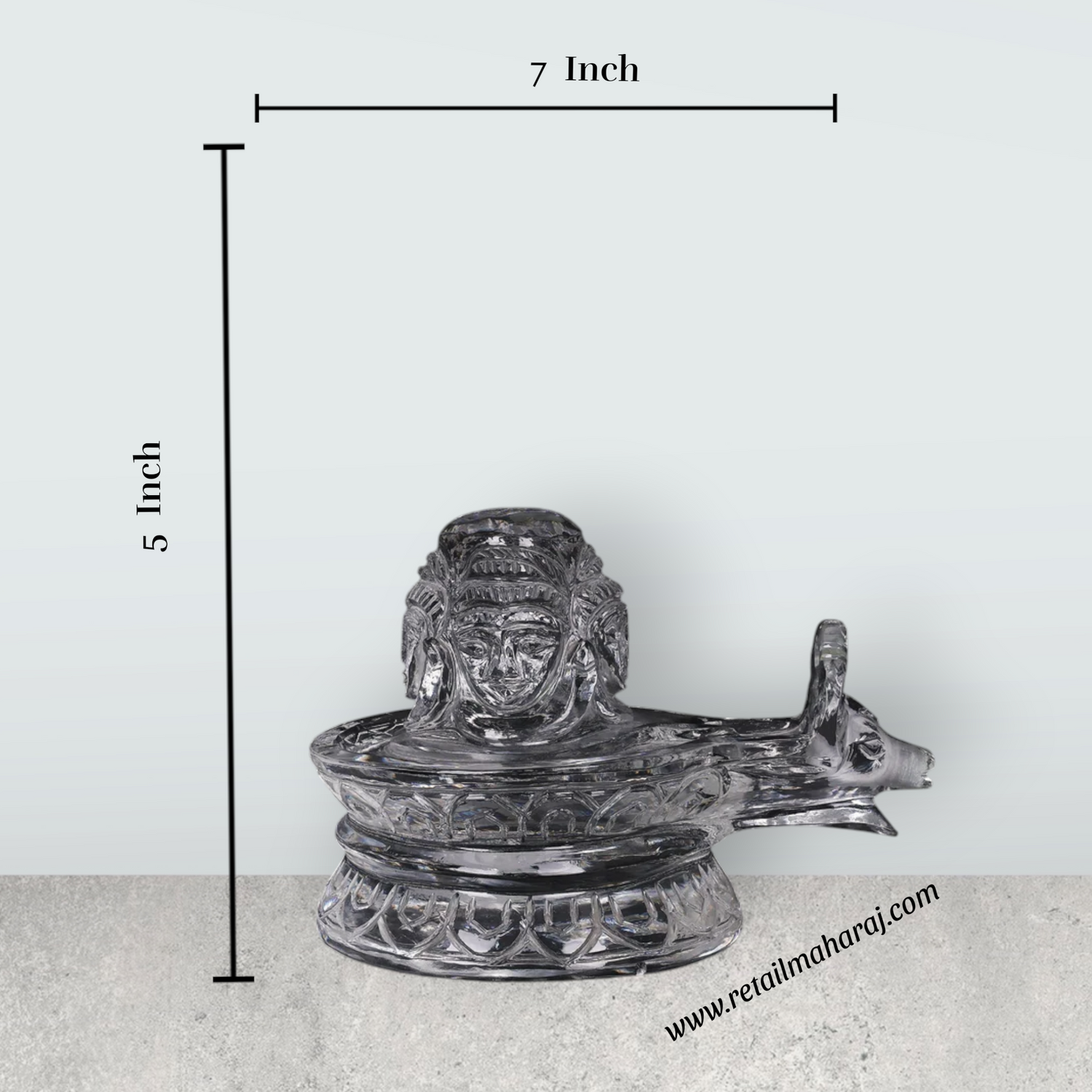 Shivling With Shivan Face Murti - 5 x 7 Inches | Belgium Glass Shiva Lingam / Glass Shivalinga for Pooja - Retail Maharaj