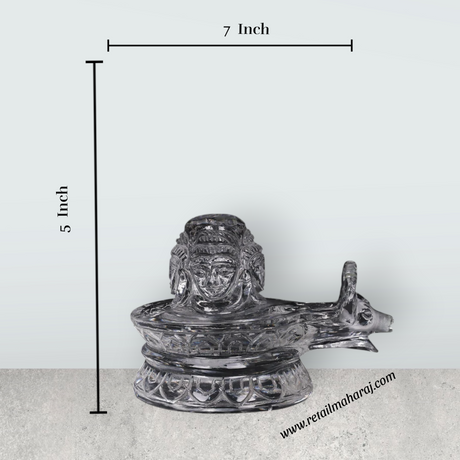 Shivling With Shivan Face Murti - 5 x 7 Inches | Belgium Glass Shiva Lingam / Glass Shivalinga for Pooja - Retail Maharaj