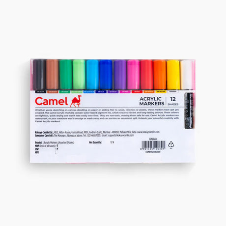 Camel Acrylic Markers Set of 12 Shades - Retail Maharaj