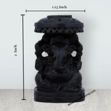 Ganesh Murti Sitting On Base - 2 x 1.25 Inches | Karungali Statue/ Vinayaka Statue With Umbrella for Pooja - Retail Maharaj