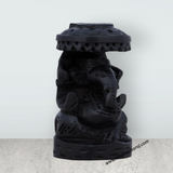 Ganesh Murti Sitting On Base - 2 x 1.25 Inches | Karungali Statue/ Vinayaka Statue With Umbrella for Pooja - Retail Maharaj