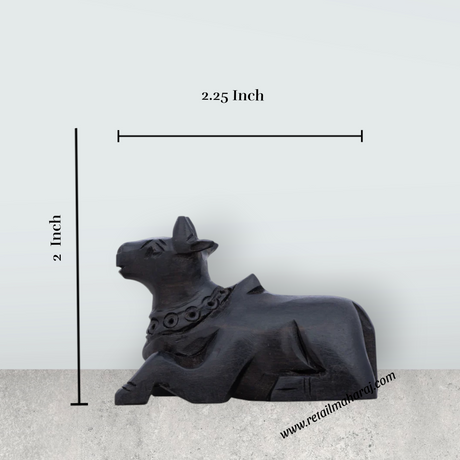 Nandi Statue - 2 x 2.25 Inches | Karungali Statue/ Nandi Idol for Pooja/ 30 Gms Approx - Retail Maharaj