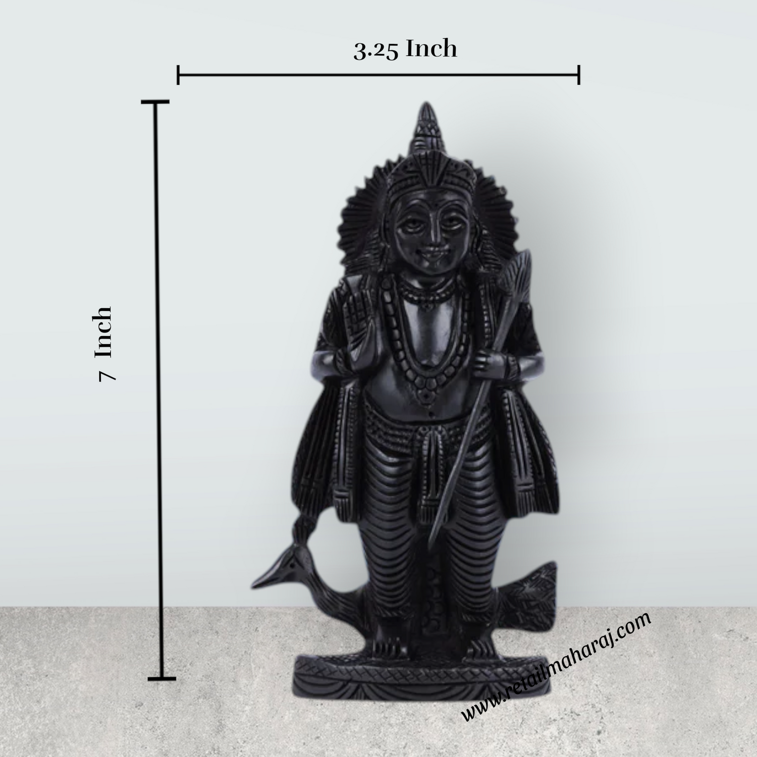Murugan Statue - 7 Inches | Karungali Murugan Idol/ Ebony Statue for Pooja - Retail Maharaj