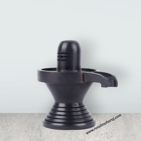 Ebony Shiva Lingam - 3 x 3 Inches | Karungali Shivling Idol/ Shivling Statue for Pooja - Retail Maharaj
