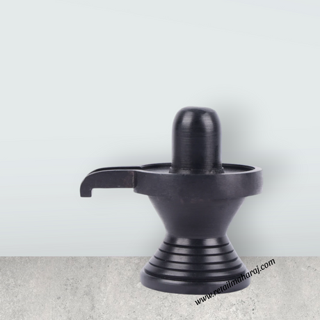 Ebony Shiva Lingam - 3 x 3 Inches | Karungali Shivling Idol/ Shivling Statue for Pooja - Retail Maharaj