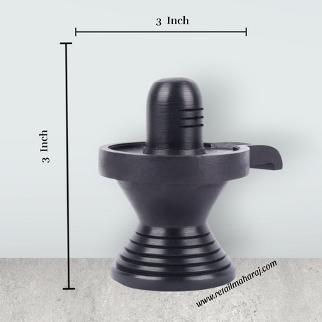 Ebony Shiva Lingam - 3 x 3 Inches | Karungali Shivling Idol/ Shivling Statue for Pooja - Retail Maharaj