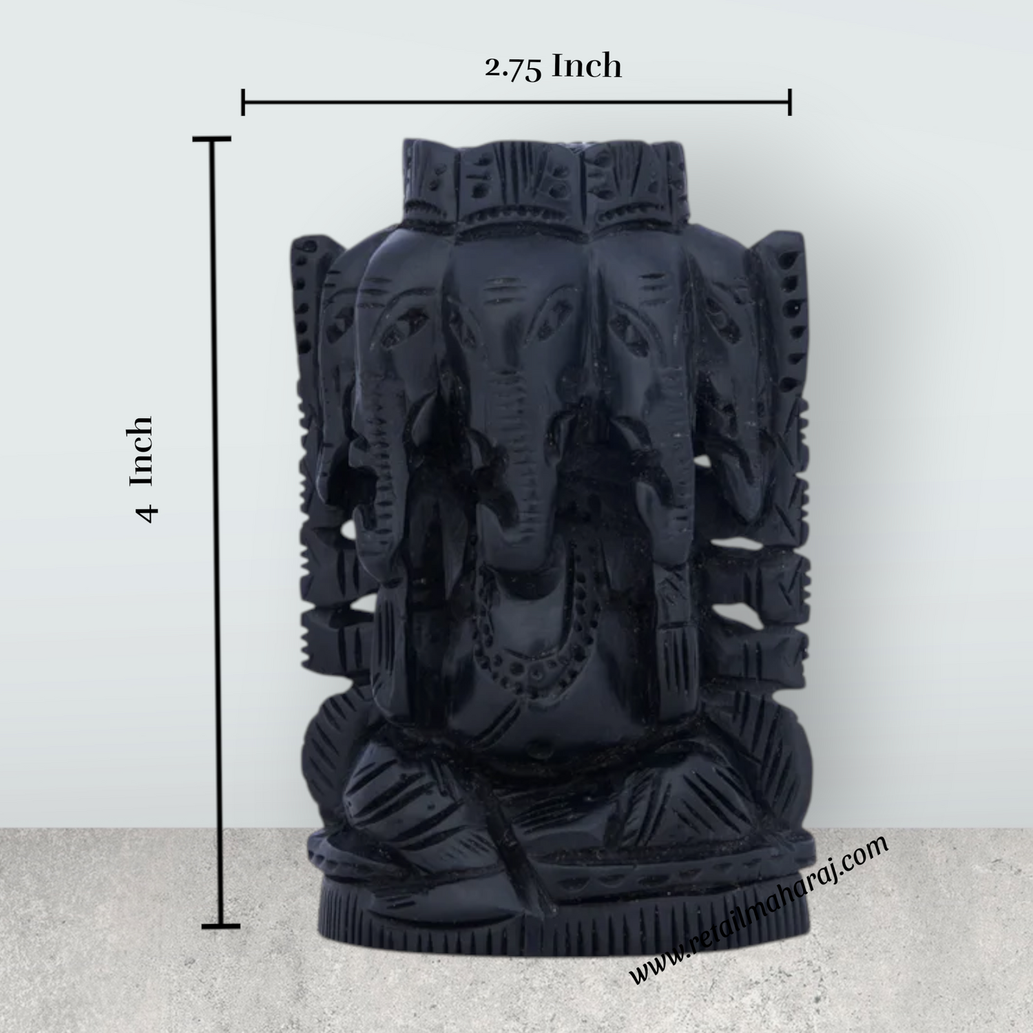 5 Face Ganesh Murti - 4 x 2.75 Inches | Karungali Statue/ Ebony 5 Face Vinayaka Idol for Pooja - Retail Maharaj