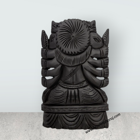 5 Face Ganesh Murti - 6 x 4 Inches | Karungali Statue/ Ebony 5 Face Vinayaka Idol for Pooja - Retail Maharaj