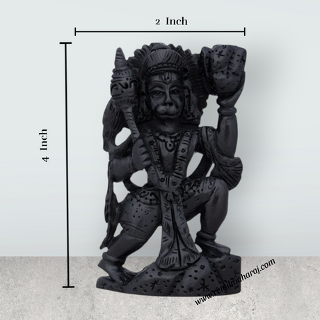Anjaneya Statue - 4 x 2 Inches | Karungali Statue/ Hanuman Statue for Pooja/ 45 Gms Approx - Retail Maharaj