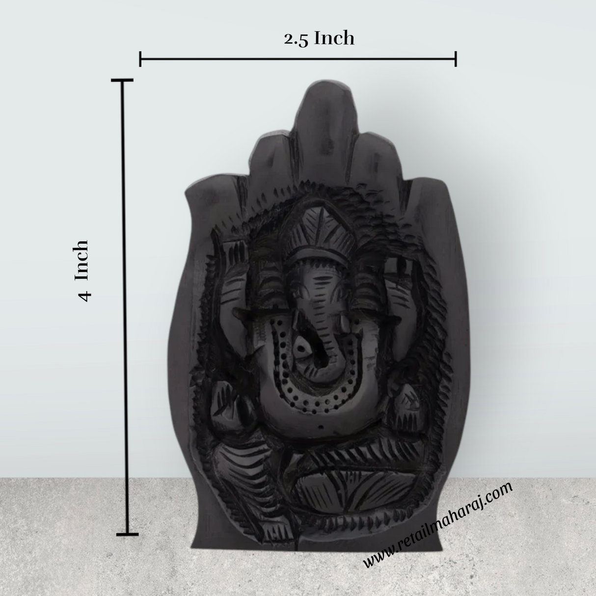 Hand Ganesh Murti - 4 x 2.5 Inches | Karungali Statue/ Vinayaka Statue/ Ganpati Idol for Pooja - Retail Maharaj