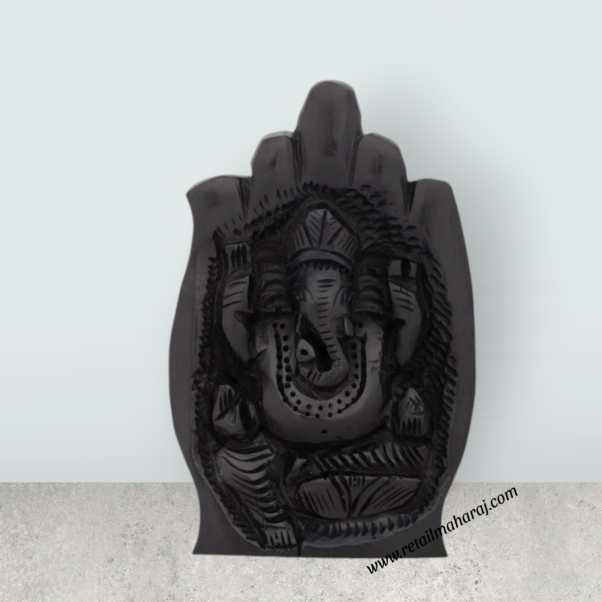 Hand Ganesh Murti - 4 x 2.5 Inches | Karungali Statue/ Vinayaka Statue/ Ganpati Idol for Pooja - Retail Maharaj