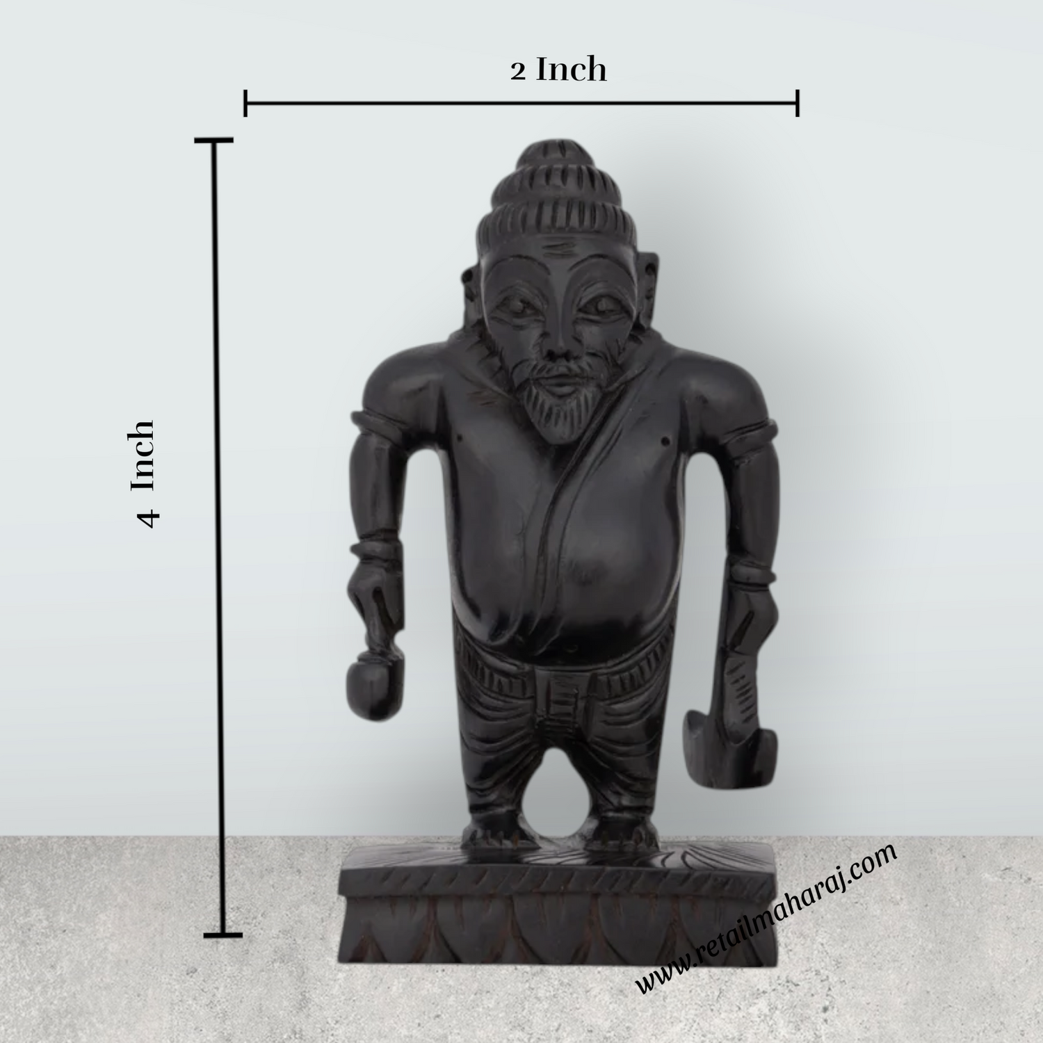 Agathiyar Murti Standing On Base - 4 x 2 Inches | Karungali Statue/ Agastya Idol for Pooja - Retail Maharaj