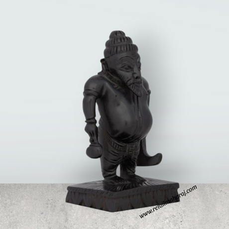Agathiyar Murti Standing On Base - 4 x 2 Inches | Karungali Statue/ Agastya Idol for Pooja - Retail Maharaj