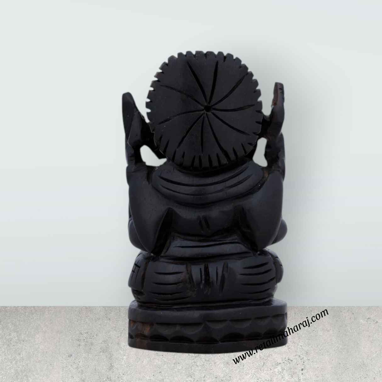 Ganesh Murti Sitting On Base - 2 x 1.5 Inches | Karungali Statue/ Vinayaka Statue for Pooja - Retail Maharaj