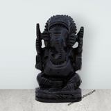 Ganesh Murti Sitting On Base - 2 x 1.5 Inches | Karungali Statue/ Vinayaka Statue for Pooja - Retail Maharaj