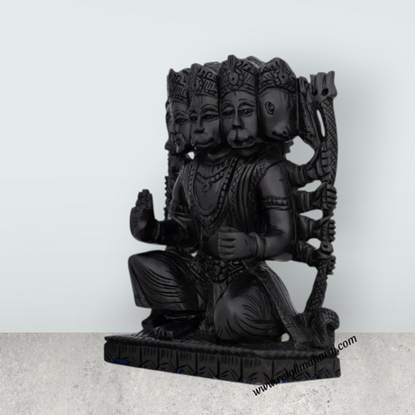 Panchmukhi Hanuman Statue With Base - 6 x 4 Inches | Karungali Statue/ Panchamukha Hanuman Idol for Pooja - Retail Maharaj