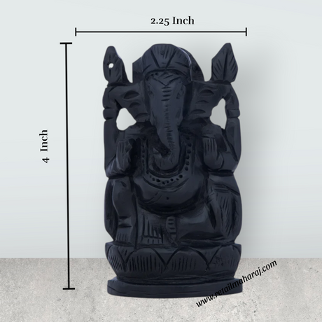 Ganesh Murti - 4 x 2.25 Inches | Karungali Statue/ Vinayaka Idol/ Ganpati Murti for Pooja - Retail Maharaj