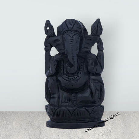 Ganesh Murti - 4 x 2.25 Inches | Karungali Statue/ Vinayaka Idol/ Ganpati Murti for Pooja - Retail Maharaj