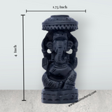 Ganesh Murti - 4 x 1.75 Inches | Karungali Statue/ Vinayaka Idol/ Ganpati Murti with Umbrella for Pooja - Retail Maharaj