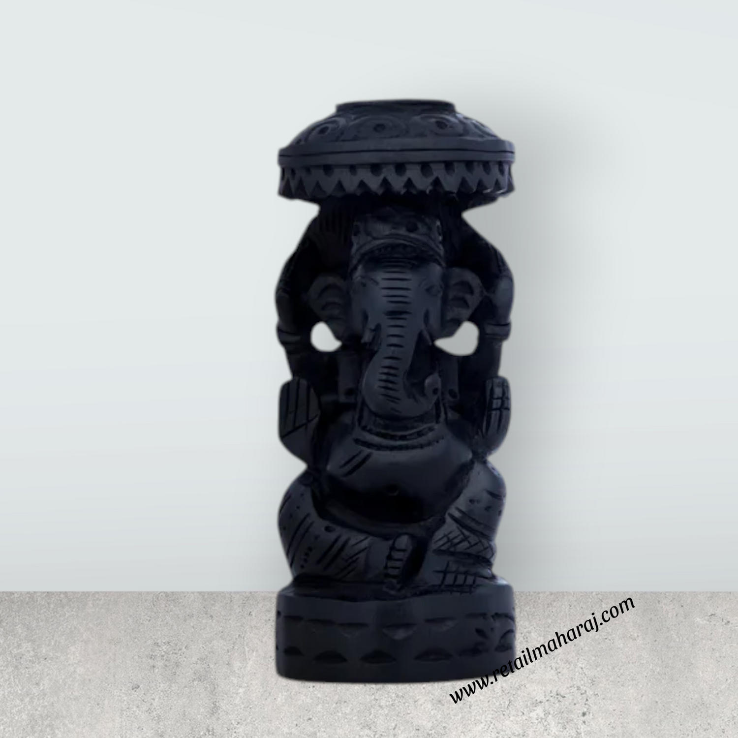 Ganesh Murti - 4 x 1.75 Inches | Karungali Statue/ Vinayaka Idol/ Ganpati Murti with Umbrella for Pooja - Retail Maharaj