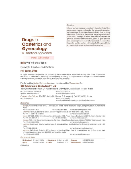 Drugs In Obstetrics And Gynecology A Practical Approach Part I Obstetrics (Pb 2025) - Retail Maharaj