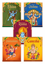 Children's First Mythology Stories (Illustrated) - Pack of 5 books (Ram, Shiva, Hanuman, Ganesha, Vishnu) - Storybook for Kids - Folklore - Traditional Values - 6 years to 10 years - Retail Maharaj
