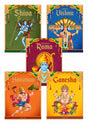 Children's First Mythology Stories (Illustrated) - Pack of 5 books (Ram, Shiva, Hanuman, Ganesha, Vishnu) - Storybook for Kids - Folklore - Traditional Values - 6 years to 10 years - Retail Maharaj